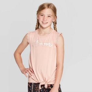 NEW! Art Class Girls' 'Amour' Front Tie Lace Tank Top